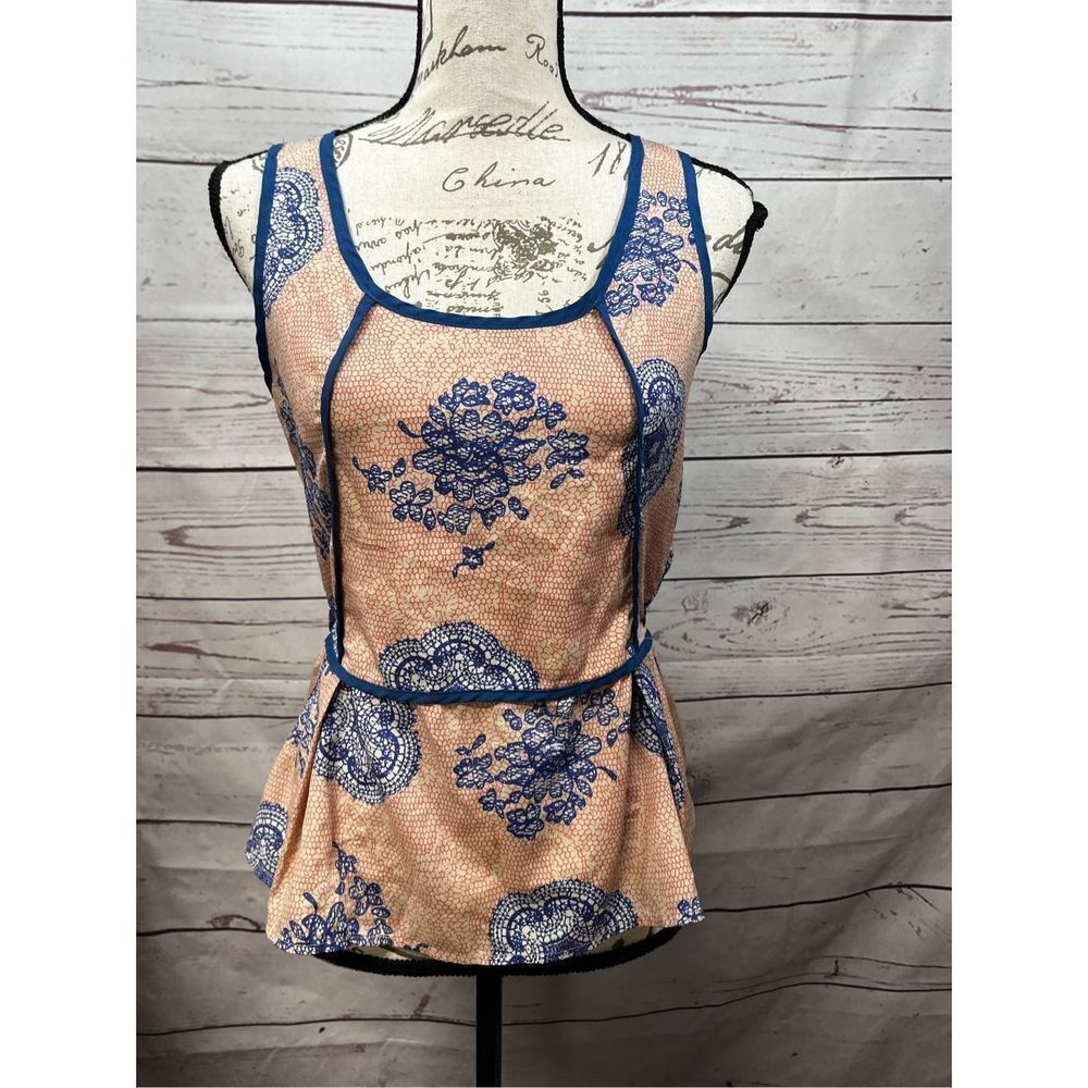 Collective concepts size small orange and blue sleeveless blouse-2588